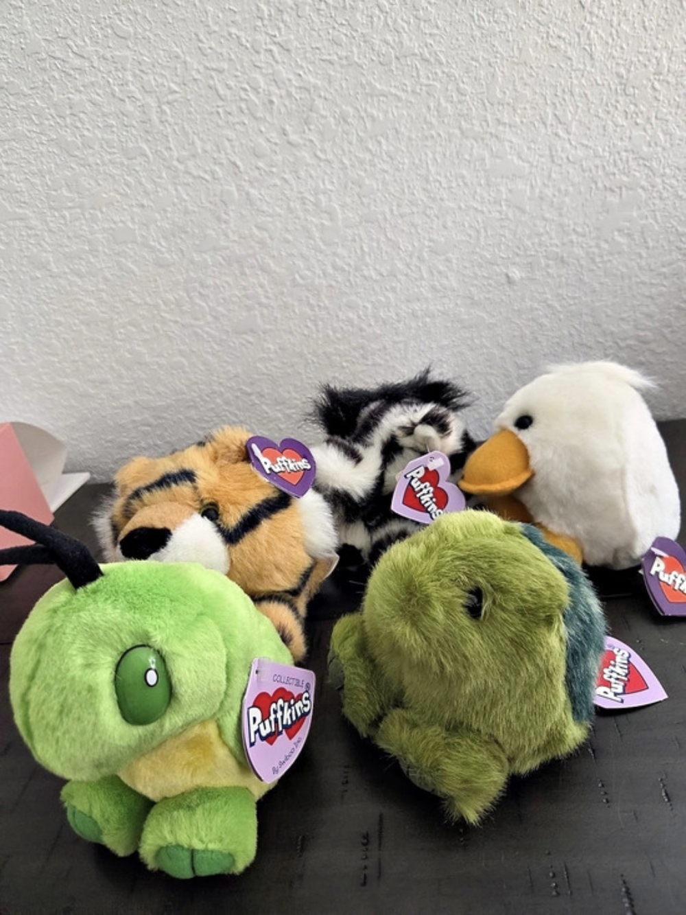 Vintage Puffkins Plush Toy Lot Green White NWT